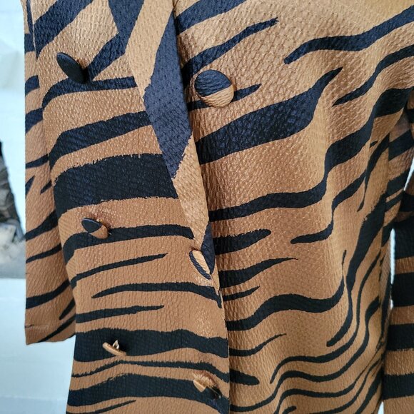 Who What Wear Blazer Blouse Small Animal Print Tiger Brown Black Orange Jacket - Picture 2 of 7